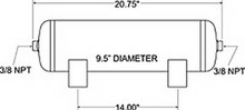 Firestone 9231 - Air Tank 5 Gallon 9.5in. x 20.7in. Length (2) 3/8in. NPT 150 PSI Max - Black (WR1760)