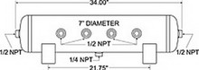Firestone 9248 - Air Tank 5 Gallon 7in. x 34in. (6) 1/2in. NPT Ports 150 PSI Max - Black (WR1760)