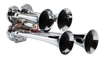Kleinn Air Horns 141 - Kleinn Chrome Quad Horn/ 12.5In/10In/7.5In/6In - Chrome-Plated Zinc Alloy