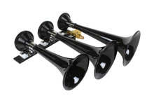 Kleinn Air Horns 230 - Kleinn Black Triple Horn/ 15In/13In/11In - High Impact ABS Trumpet/ Zinc Alloy Base