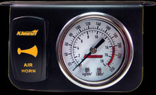 Kleinn Air Horns 1303A - Kleinn Panel Mounted 160 PSI Gauge w/ an Illuminated AMBER Momentary Rocker Switch