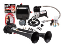 Kleinn Air Horns HK2-1 - Kleinn Dual Black Horn Kit w/ 120 PSI Air Compressor / 0.5 gal Air Tank