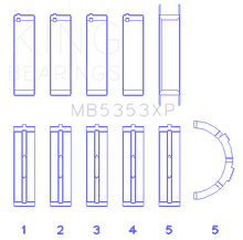 King Engine Bearings MB5353XP0.5 - Ford 281 4.6L Sohc 16V (Size +0.50mm) Main Bearing Set