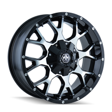 Mayhem 8015-2952B - 8015 Warrior 20x9 / 5x127 BP / 0mm Offset / 87mm Hub Black/Machined Face Wheel