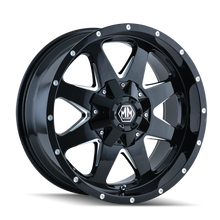 Mayhem 8040-2956B - 8040 Tank 20x9 / 5x114.3 BP / -12mm Offset / 87mm Hub Black w/ Milled Spokes Wheel