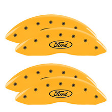 MGP 10120SFRDYL - 4 Caliper Covers Engraved Front & Rear Oval logo/Ford Yellow finish black ch