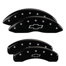 MGP 14048SBOWBK - 4 Caliper Covers Engraved Front & Rear Bowtie Black finish silver ch