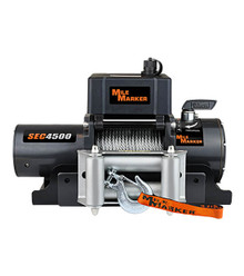 Mile Marker 76-50115BW - 4500 LBS Winch Waterproof Rated Line Pull 12V Motor w/1/4 x 50 Foot Cable PE4500 ES