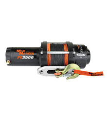 Mile Marker 77-53112BW - 3500 LB Winch Waterproof 12V 2.4 HP Permanent Magnet Motor w/Synthetic Rope Aluminum Fairlead PE3.5 ES