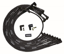 Moroso 51529 - SBC Under Header 90 Deg Plug Non-HEI Sleeved Ultra Spark Plug Wire Set - Black