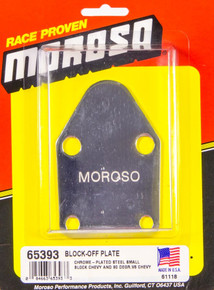 Moroso 65393 - Chevrolet Small Block Fuel Pump Block-Off Plate - Chrome Plated Steel