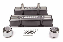Moroso 68371 - Chevrolet Small Block Valve Cover - 1 Cover w/2 Breathers - Black Finished Aluminum - Pair