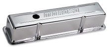 Moroso 68103 - Chevrolet Small Block Valve Cover - w/Baffle - Stamped Steel Chrome Plated - Pair