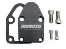Moroso 65395 - Chevrolet Small Block Fuel Pump Block-Off Plate w/Gaskets - Billet Aluminum