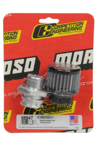 Moroso 68847 - GM LS Valve Cover Breather Kit - OEM - Double Tab Oil Fill Hole - Black Finish