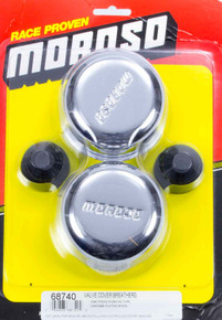 Moroso 68740 - Valve Cover Breather - 1.22in Diameter - One Piece Push-In Type - Chrome Plated - 2 Pack