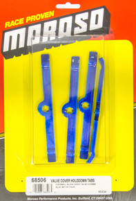 Moroso 68506 - Chevrolet Small Block Valve Cover Hold Downs - Steel - Blue Powder Coat - Set of 4
