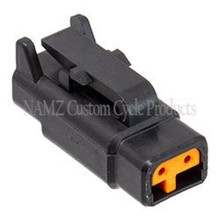 NAMZ MDP-2B - Deutsch DTM 2-Position Plug w/2 Stamped Terminals & Wedgelock - Black (HD 74112-98BK)