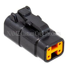 NAMZ MDP-4B - Deutsch DTM 4-Position Plug w/4 Stamped Terminals & Wedgelock - Black (HD 74114-98BK)