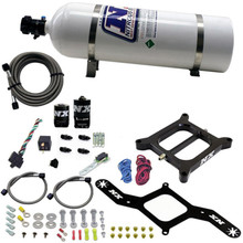 Nitrous Express 55140-15 - 4150 RNC Conventional Nitrous Plate Kit w/.375in Solenoid w/15lb Bottle