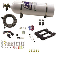 Nitrous Express 40080-15 - Q-Jet/Holley Spread Bore Hitman Nitrous Kit (100-150-200HP) w/15lb Bottle