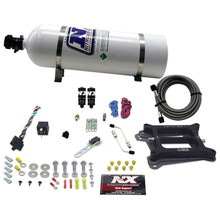 Nitrous Express 40041-15 - 4150 Hitman Plus 4-BBL Nitrous Kit (50-200HP) w/15lb Bottle