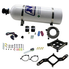 Nitrous Express 63540-15 - 4150 Single Entry Crossbar Nitrous Plate Kit Pro-Power (100-500HP) w/15lb Bottle