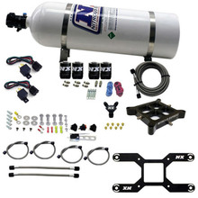 Nitrous Express 66042-15 - 4150 Dual Stage Billet Crossbar Nitrous Kit (50-300 & 100-500HP) w/15lb Bottle