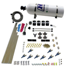 Nitrous Express 80001EFI-15 - 8 Cyl Piranha Direct Port 4 Solenoids Nitrous Kit (200-500HP EFI Jets) w/15lb Bottle