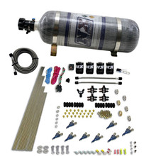 Nitrous Express 80001-12 - 8 Cyl Piranha Direct Port 4 Solenoids Nitrous Kit (200-500HP) w/12lb Bottle