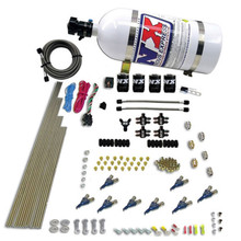 Nitrous Express 80001-10 - 8 Cyl Piranha Direct Port 4 Solenoids Nitrous Kit (200-500HP) w/10lb Bottle