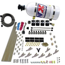 Nitrous Express 80018-10 - STD Nozzle Nitrous Kit (200-500HP) Gas w/Dist Block & 4 Solenoids w/10lb Bottle