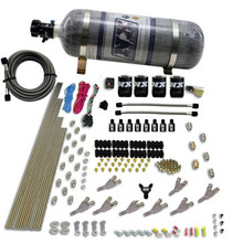 Nitrous Express 80018-12 - STD Nozzle Nitrous Kit (200-500HP) Gas w//Dist Block & 4 Solenoids w/15lb Bottle