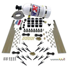 Nitrous Express 90008-12 - Shark Dual Stage/Gas 16 Nozzles 8 Solenoids Nitrous Kit (200-1200HP) w/Comp Bottle