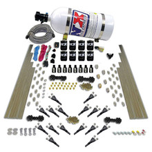 Nitrous Express 90008-10 - Shark Dual Stage/Gas 16 Nozzles 8 Solenoids Nitrous Kit (200-1200HP) w/10lb Bottle