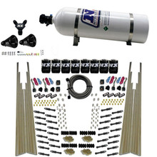 Nitrous Express 93306-15 - 8 Cyl Dry Direct Port Four Stage 8 Solenoids Nitrous Kit (200-600HP) w/15lb Bottle