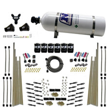Nitrous Express 93206-15 - 8 Cyl Dry Direct Port Three Stage 6 Solenoids Nitrous Kit (200-600HP) w/15lb Bottle