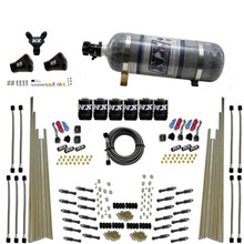 Nitrous Express 93206-12 - 8 Cyl Dry Direct Port Three Stage 6 Solenoids Nitrous Kit (200-600HP) w/Comp Bottle
