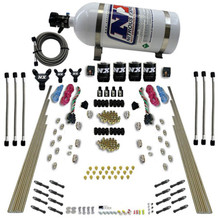 Nitrous Express 93106-10 - 8 Cyl Dry Direct Port Dual Stage 4 Solenoids Nitrous Kit (200-600HP) w/10lb Bottle