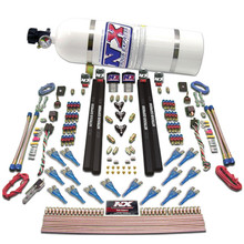 Nitrous Express 90208-15 - Shark Dual Stage/Gas/Rails 16 Nozzles Nitrous Kit (200-1200HP) w/15lb Bottle