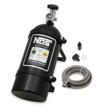 NOS 14761BNOS - 10 lb Nitrous Bottle w/ Black Finish & Super Hi Flo Valve w/ Mounting Brackets & Gauge