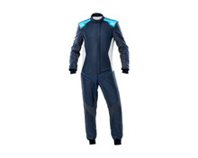 OMP Racing IA0-1861-A01-244-48 - OMP One Evo X Overall Navy Blue/Cyan - Size 48 (Fia 8856-2018)