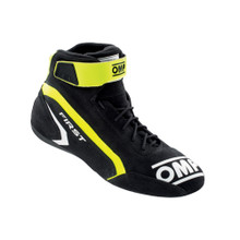 OMP Racing IC0-0824-A01-182-45 - OMP First Shoes My2021 Anthracite/Fluorescent Yellow - Size 45 (Fia 8856-2018)