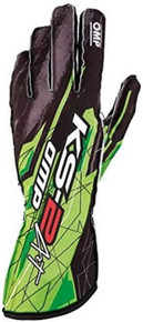 OMP Racing KB0-2748-A01-274-L - OMP KS-2 Art Gloves Black/Green - Size L