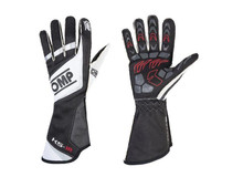 OMP Racing KB0-2740-A01-071-XXS - OMP KS-1R Gloves Black/White/Silver - Size Xxs