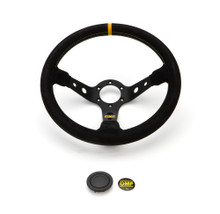 OMP Racing OD0-2012-071 - OMP Dished Steering Wheel Corsica 330/Black In Suede Leather With Anodized Spokes