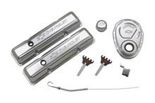 Proform 141-001 - Engine Dress-Up Kit Chrome with Stamped Chevy Logo Fits SB Block Chevy Engines Stock Chrome No Valve Cover Faster Title Chevrolet Performance Parts