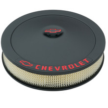 Proform 141-752 - Engine Air Cleaner Kit 14 Inch Diameter Black Crinkle Chevy Lettering W/Bowtie Nut Chevrolet Performance Parts