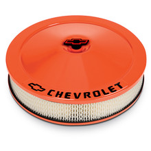 Proform 141-785 - Engine Air Cleaner Kit 14 Inch Diameter Orange Chevy Black Lettering W/Bowtie Logo Chevrolet Performance Parts