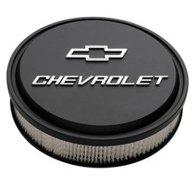 Proform 141-830 - 14 Inch Air Cleaner Kit Alunimum Black Crinkle Raised Chevy and Bowtie Emblems Chevrolet Performance Parts